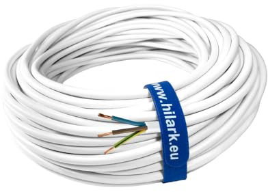 Hilark Polvinite cavo Bianco H05VV-F 3x1 mm2 cavo conduttore in rame, cavo di collegamento cavo (25 m, Bianco)