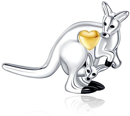 NINGAN 925 Sterling Silber Perlen Charm Känguru Mutter und Baby Charms Kompatibel mit Damenarmband Halskette Geburtstagsgeschenk