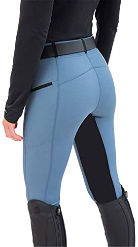 Generic Damen Reithose High Waist Skinny Vollbesatz Reiter Hose Damen Stretch Slim Fit Vollbesatzreithose Radhose Motorrad Lange Hosen Reitbekleidung für Frauen Teenager Mädchen - Blau, S, M, L, XL