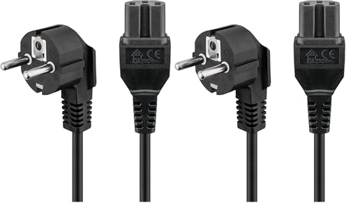 Goobay 93277 Câble d´Alimentation coudé pour appareils Chauds, 2 mètres, Noir (Lot de 2)