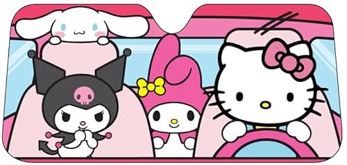 Parasol para coche de Hello Kitty | Parasol para parabrisas delantero de auto de Hello Kitty | Multicolor | Producto oficial
