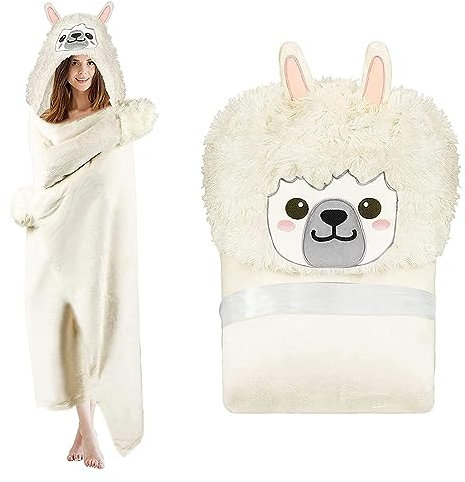 MZIEIU Alpaka Geschenk für Frauen-Sherpa Fleece Kuscheldecke mit ärmeln,Alpaka Decke mit Ärmeln Tragbare Decke zum Anziehen als Weihnachten Geburtstagsgeschenk für Frauen Damen