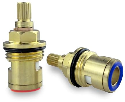 Haiba Replacement Brass Ceramic Disc Tap Valve Insert Gland Cartridge Quarter Turn 1/2 for Bathroom Kitchen Tap (1 Pair Hot & Cold)