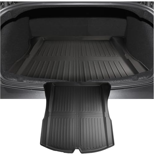 YEE PIN 2024 Model 3 Kofferraummatte Kompatibel mit Tesla Model 3 2024 2025 Gummi Kofferraumwanne TPE Kofferraumshutz Model 3 2024 Gummimatte Hoher Rand Organizer Rutschfester