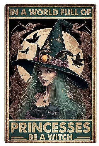 Lustige Halloween-Hexe-Schilder, „In einer Welt voller Prinzessinnen, Raum-Wanddekoration, Halloween-Dekorationen, Badezimmer, Küche, Wanddekoration, 30,5 x 40,6 cm