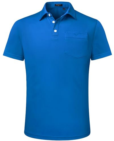 Enlision Poloshirt Herren Kurzarm Königsblau Polohemd mit Brusttasche Einfarbig Golf Activewear Poloshirts Casual Sommer Polo T-Shirt Männer Regular Fit S