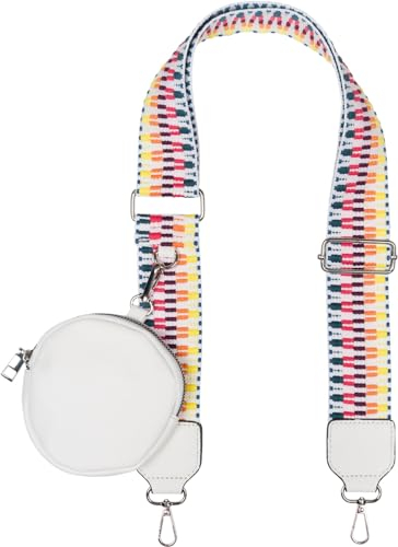 styleBREAKER Taschen Schulterriemen verstellbar Zick-Zack Muster mit kleiner Börse, Wechsel Taschengurt, Handyband, Handykette 02013036, Farbe:Weiß