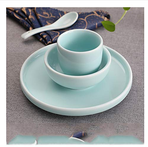 Cuiynice cuillères La vaisselle en céramique familiale de restaurant chinois en quatre pièces avec bol et cuillère dorés peut être lavée au lave-vaisselle cuillères argenterie (Couleur : B) (AQ)