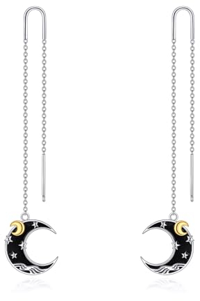 Mond Ohrringe für Damen Sterling Silber Schmuck Drähte Sterne Geschenke