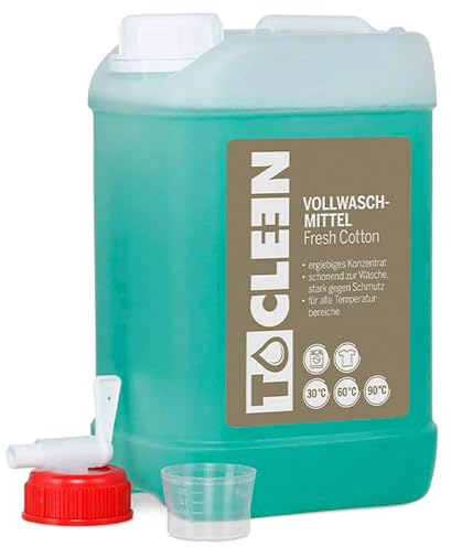 TOCLEEN® 3 Liter Vollwaschmittel 300 Waschladungen, Flüssigwaschmittel mit Duft Fresh Cotton