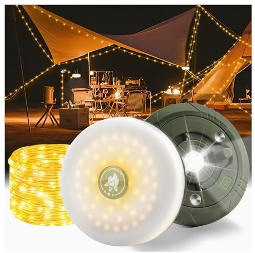 Audasi 66FT/20M Retractable Camping String Lights Reel, Portable Stowable Strip Light with 8 Modes 2-in-1 Camping Lanterns for Outdoor Campsite Awning Bedroom Backyard Patio Party Festival Decor