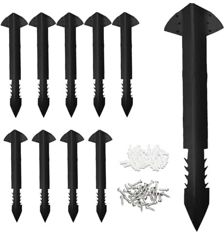10pcs Sleeper Brackets,15in(L) x 3in(T) Metal Garden Stakes,Railway Sleepers,Garden Pegs for Driveway Garden Edging Timber Planter Beds