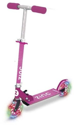 Zinc Trottinette Pliable à 2 Roues Twister avec Roues Lumineuses à LED, Hauteur réglable, Rose