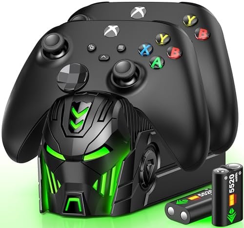 Charging Dock for Xbox Controller with 2x5520mWh Rechargeable Battery for Xbox Series X|S,Xbox One/Elite/S|X Controller,Battery Pack for Xbox Charger with Battery Compartment/LED Display Faceplates