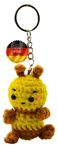 KEYSPACE Porte-clés Beeatrice - Crochet à la main avec amour - Joli porte-clés abeille - Cadeau abeille, jaune, S