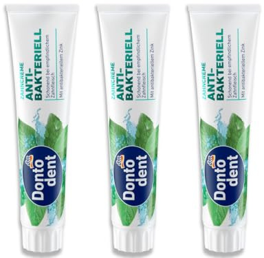 Balea Dontodent Zahnpasta Anti-Bakteriell, 3x125 ml, Minz-Geschmack