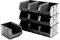 BiGDUG Plastic Parts Bins - Stackable or Wall Mounted Storage Boxes Garage Organiser - Pack of 10 - 125H x 150W x 240D mm - Black