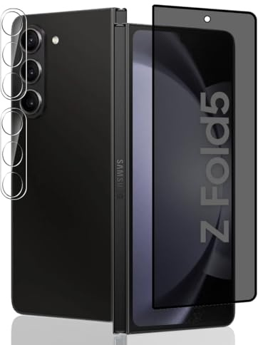 Jaavkkma 1 Pièce Verre Trempé Anti Espion pour Samsung Galaxy Z Fold 5 Protection D'écran + 2 Pièces Protecteur Caméra, Dureté 9H/Anti-Spy, Protège Écran pour Galaxy Z Fold 5 - Privacy Vitre Trempé