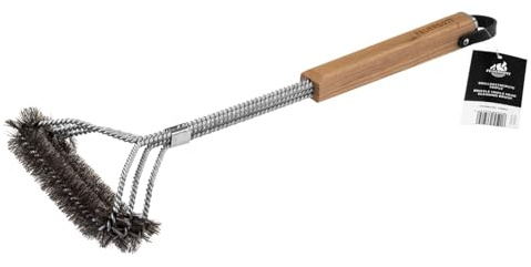 FEUERGOTT Grillrostbürste Grillbürste Grill Reinigungsbürste mit DREI Reihen Edelstahl Borsten für Gasgrill, Holzkohlegrill, Kugelgrill, Elektrogrill und Grillrost.