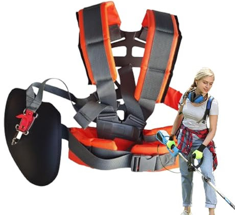 uni-versal Adjustable Strimmer Harness Padded, Strimmer Harness With Back Support, Shoulder Strap For Hedge Trimmer, Double Shoulder Strap With Nylon Belt For Brush Cutter Garden Trimmer, Lawn Mower