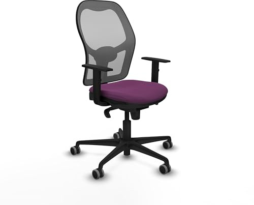 Piqueras y Crespo Ergonomischer Bürostuhl für 8 Stunden Arbeit mit fester Rückenlehne, 1D-Lendenwirbelstütze, 1D-Armlehnen und Synchronmechanik in 5 Positionen, ideal für 120 kg