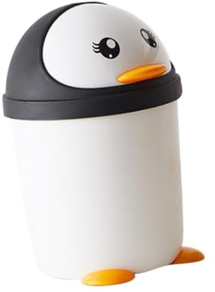 MOTHNUR Niedlicher Pinguin Mülleimer mit Schwingdeckel Großer Kunststoff Papierkorb für Büro Auto Küche Kinderzimmer Vielseitig Einsetzbar Stabiler Stand und Praktisches Design