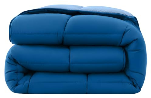 wometo Steppbett 155x220 Oeko-TEX Wende-Design dunkelblau & blau | ohne Bezug verwendbar - Ganzjahresdecke Bettdecke Sommer und Winter - kuschelig & weich