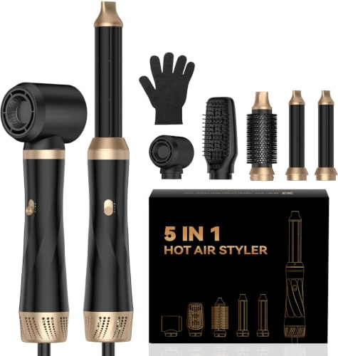 UMIGA Hairstyler 5 in 1 Airstyler Haarstyler 1000W Föhnbürste Multistyler | Hair Styler mit rundbürstenföhn Lockenstab Haarglätter Bürste 3 Temperatur für Haar Volumen, Glätten, Locken und Föhnen