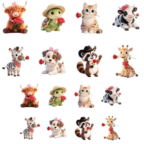 ANATTASOUL 16Pcs Rosen-Tiere Bügelbilder Für Textilien für Kleidung | 6.5 x 8 CM/18 x 22 CM Schnell & Einfach Bügelbild DIY Sticker zum Aufbügeln Bügelbilder Erwachsene für Hosen, Hüte, Taschen