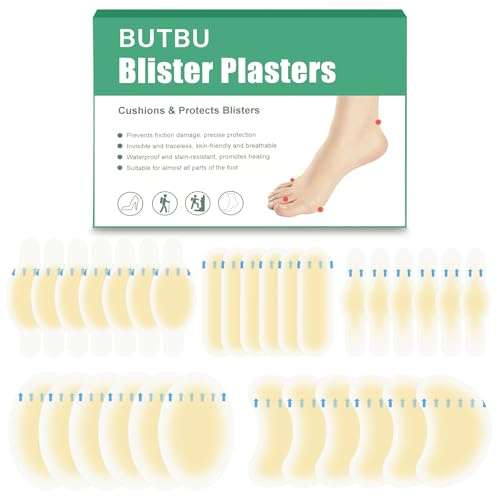 BUTBU 30 Piezas Almohadillas para Ampollas, Apósitos Hidrocoloides Contra Rozaduras, Ampollas Medianas, Vendas adhesivas Impermeables para Ampoll-as, para Talón, Dedos de Los Pies（Paquete Variado A）