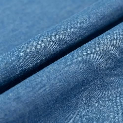 Denim stoff meterware 100% Baumwolle Vintage-Blau mit Deutlicher Textur & Abnützungsfest für Näherei Jeans, Hemden , DIY-Projekte Puppen, Schmuck und Hausdekorati(Size:1.5mx1m/59x39in,Color:Hellblau)
