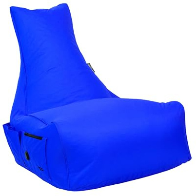 BuBiBag Gaming Sitzsack XXL mit Füllung – Beanbag mit Seitentaschen & Kopfhörerhalter, nachfüllbar Dank Reißverschluss, für Kinder & Erwachsene, Indoor & Outdoor, EPS Perlen, Magic Gambler (Blau)