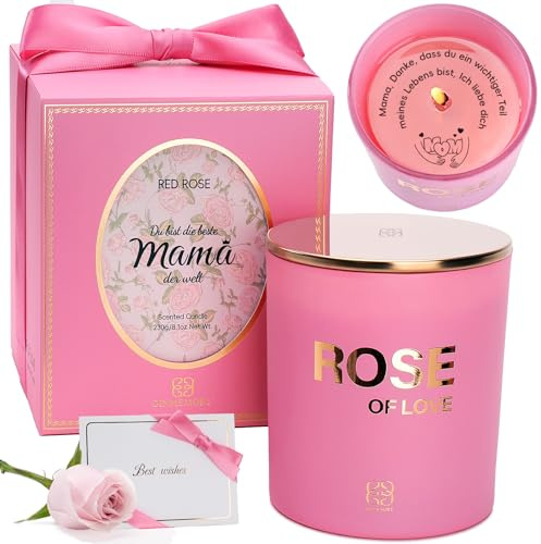 GINMEMORY Mama Geschenk, Geschenke für Mama 8oz Rose Duftkerze, Mutter | Geburtstagsgeschenk für Mama, Geschenk Mama, Grußkarte, Schöne Geschenkbox, Beste Mutter Geschenke von Tochter Sohn
