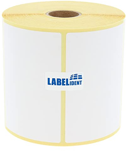 Labelident Thermotransfer-Etiketten weiß 90 x 60 mm - 6.000 Etiketten, 6 Rollen à 1.000 Universal-Etiketten aus Papier stark selbstklebend für Thermotransferdrucker