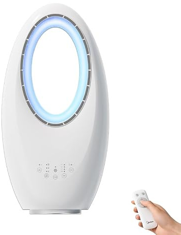Ventilatore Senza Pale Da 60 W, Ventilatore A Torre Da 22 Pollici Con 3 Velocità E Timer Da 7,5 Ore, Illuminazione D'atmosfera, Oscillazione A 60°, Comandi Touch Led E Telecomando, Ideale Per Casa