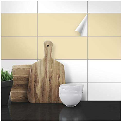 Wandkings Fliesenaufkleber - Wähle eine Farbe & Größe - Beige Seidenmatt - 15 x 30 cm - 20 Stück für Fliesen in Küche, Bad & mehr