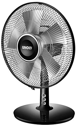 UNOLD 86817 Tischventilator Silverline Black - Schwarz/Silber, Oszillation, 2-stufige Geschwindigkeitsregelung, Durchmesser ca. 25 cm, Neigungswinkel verstellbar, Schutzklasse II