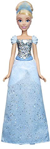 Disney Prinzessin Schimmerglanz Cinderella Modepuppe mit glitzerndem Rock, Krone und Schuhen