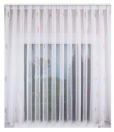 SeGaTeX home fashion Fertigstore Cora mit Bleibandabschluss und bunten Webstreifen Store Gardine Vorhang Sablé 125 x 450 cm