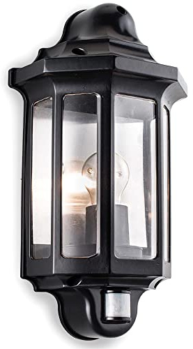 Betta Lighting Outdoor Security Light - Traditional PIR Half Lantern External Wall Lamp - IP44 Mains Powered Motion Sensor PIR Light for Doorways & Paths - Requires 60W E27 GLS Bulb (Not Supplied)