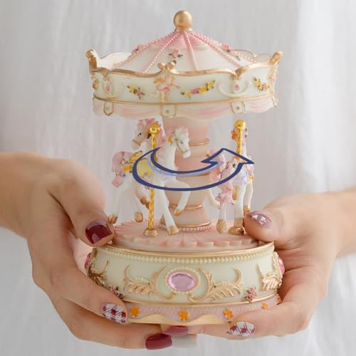 LOVE FOR YOU Geschenk verpackt Spieluhr Karussell Pferd farbige Lichter Einhorn Musik für Mädchen Frauen Kinder Baby Tochter Mutter Enkelin Oma Weihnachten Geburtstag Geschenke