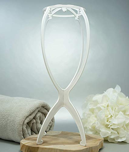 LUTTMANN® Perückenständer Wig Stand Halter in weiß, statt Styroporkopf – Für sämtliche Perücken, Turbane, Kopfbedeckungen und Mützen geeignet – perfekt für Reisen