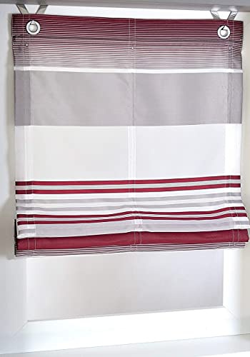 Raffrollo Ösenrollo Modern Jamaica Querstreifen Farbe aubergine Breite 60 x Höhe 130 cm