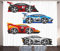 ABAKUHAUS Autos Rustikaler Vorhang, Formula Cars Technologie, Wohnzimmer Universalband Gardinen mit Schlaufen und Haken, 280 x 245 cm, Rot Aqua