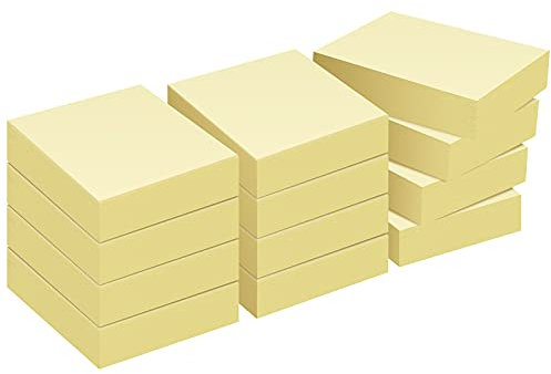ZCZN 38 x 51 mm Sticky Notes, Yellow Self-Stick Memo Note Pads, 100 Sheets/Pad, Small Size, 12 Pads