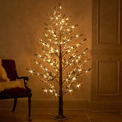 Hairui Pine Tree avec des lumières de neige saupoudrés pour la décoration d'hiver de Noël 180CM 126LED utilisation extérieure intérieure