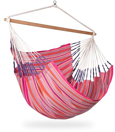 La Siesta® Habana - Chaise-Hamac Bio en Coton Comfort, Rotation à 360°, Design Courbé, Fabrication Colombienne - Flamingo, Comfort