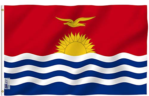 ANLEY Fly Breeze 3x5 piedi Bandiera Kiribati - Colore vivido e resistente allo sbiadimento UV - Intestazione in tela e doppia cucitura - bandiera della Repubblica di Kiribati in poliestere