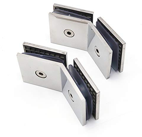 Set of 2 NUZAMAS 304 Stainless Steel Shower Screen Hinges, Glass Clamp, 135 Degree Brackets, 8-12mm Thicnkess Glass, Bathroom Shower Screen Installation