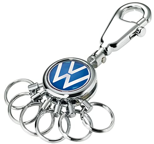TROIKA Design Werkstatt Schlüsselanhänger mit Karabinerhaken PATENT VW 90 x 25 x 9 mm, blau